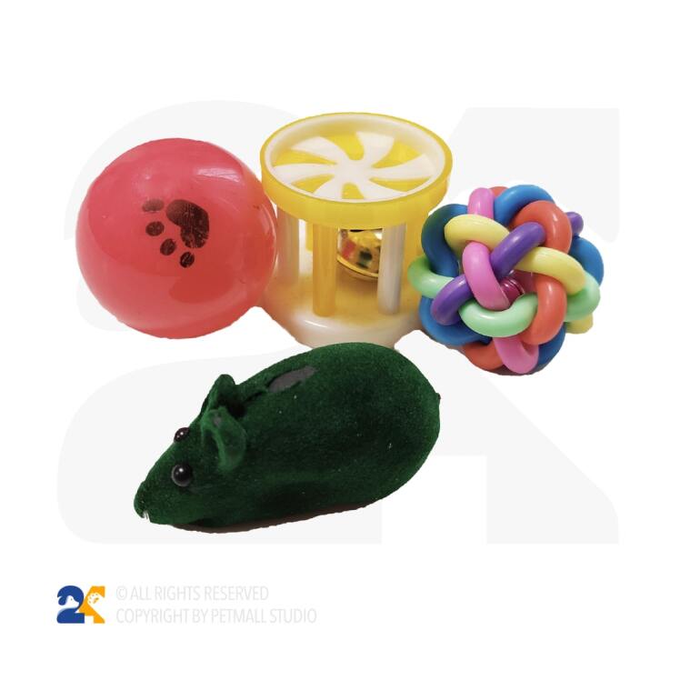 اسباب بازی سگ و گربه 4 تیکه توپ و موش