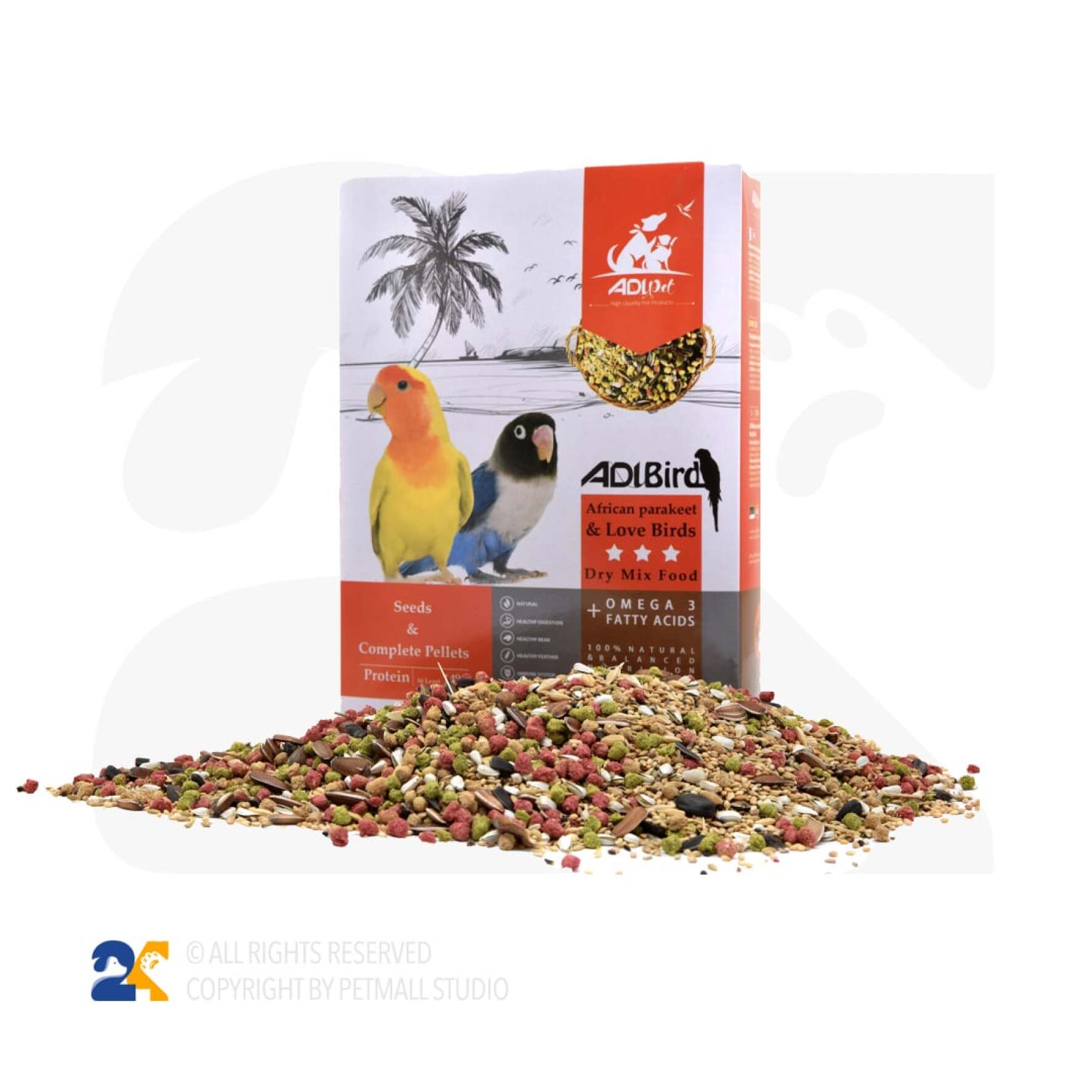  غذای خشک پرنده ادی پت فیشر ( طوطی برزیلی ) وزن 900 گرم 