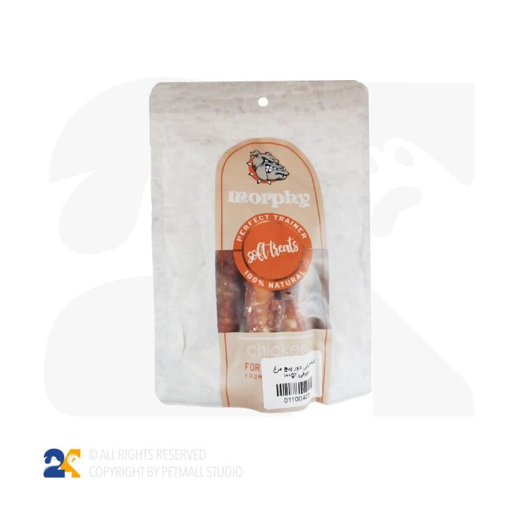تشویقی سگ مورفی با طعم دورپیچ مرغ وزن 100 گرم