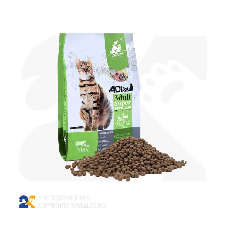 غذای خشک گربه بالغ سوپر پریمیوم آدی کت میکس گوشت و مرغ 7.5 کیلو