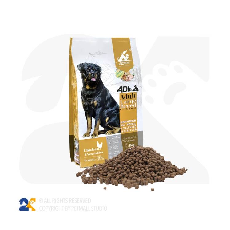 غذای سگ بالغ نژاد بزرگ آدی مرغ و سبزیجات 10 کیلویی