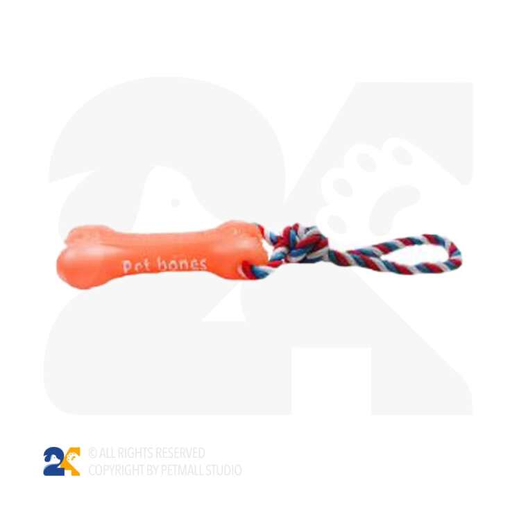 اسباب بازی سگ و گربه طرح استخوان لاتکسی با طناب