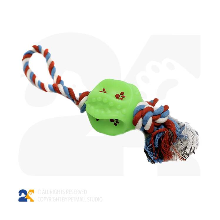 اسباب بازی سگ طرح توپ و طناب مدل پنجه 