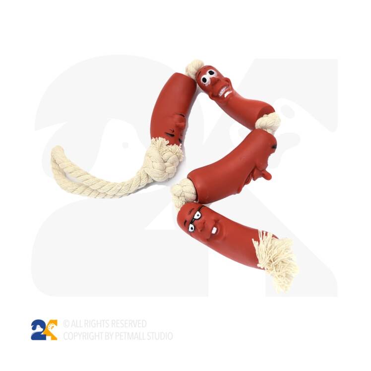 اسباب بازی سگ و گربه طرح سوسیس و طناب