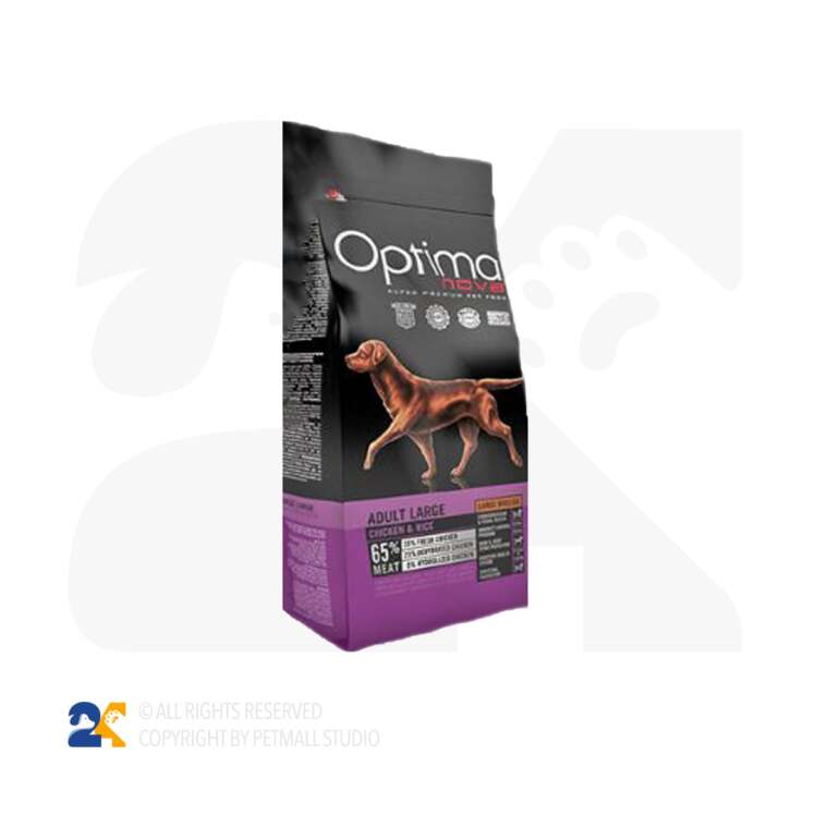 غذای خشک سگ بالغ نژاد بزرگ اپتیما مرغ و برنج وزن 12 کیلویی